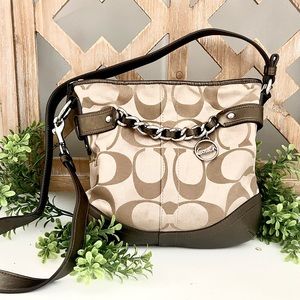 Coach Signature Crossbody Shoulder Bag Chain Purse Handbag No F1221-F19730